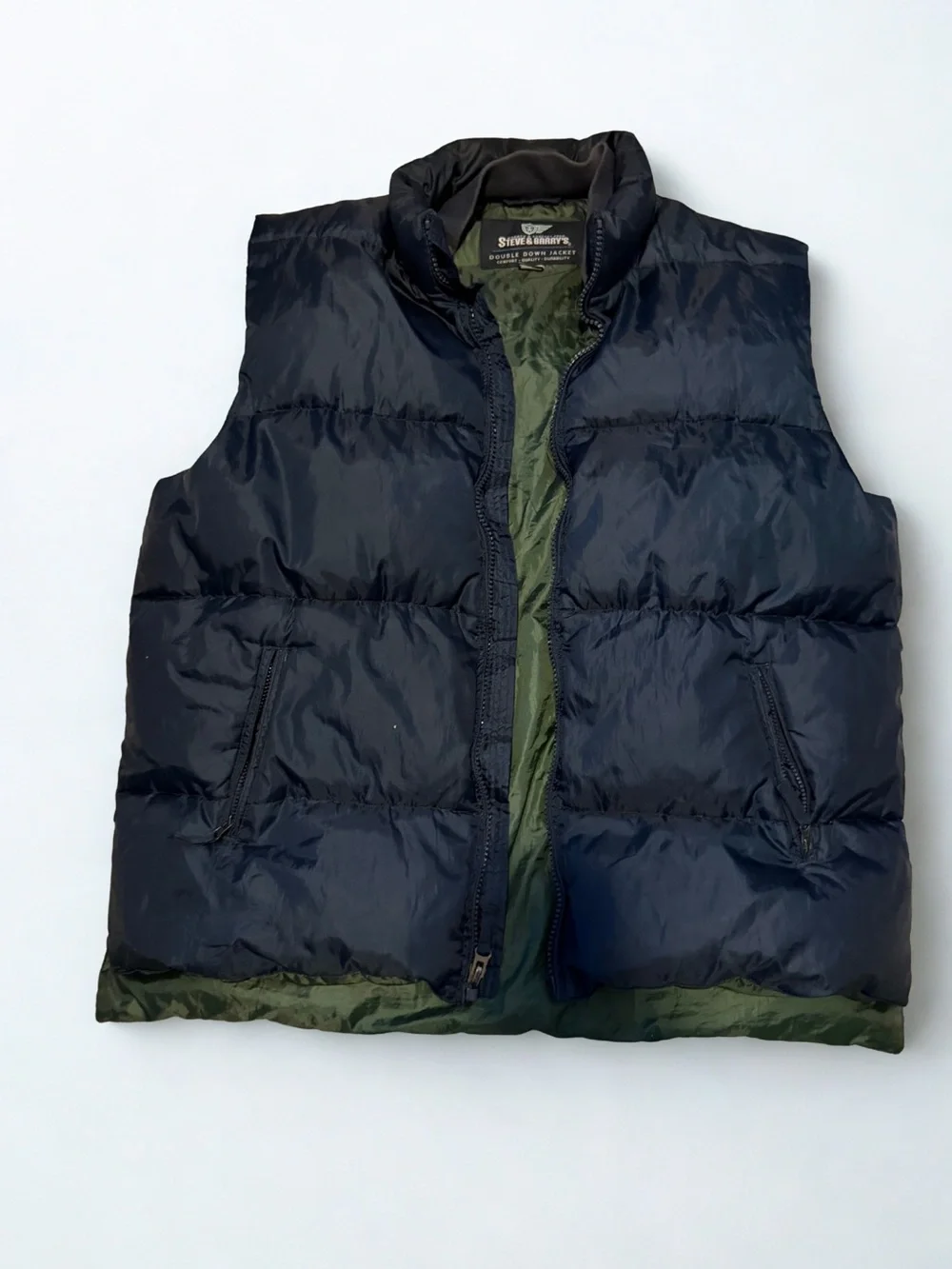 Steve & Barry's Navy Puffer Vest with Olive Lining